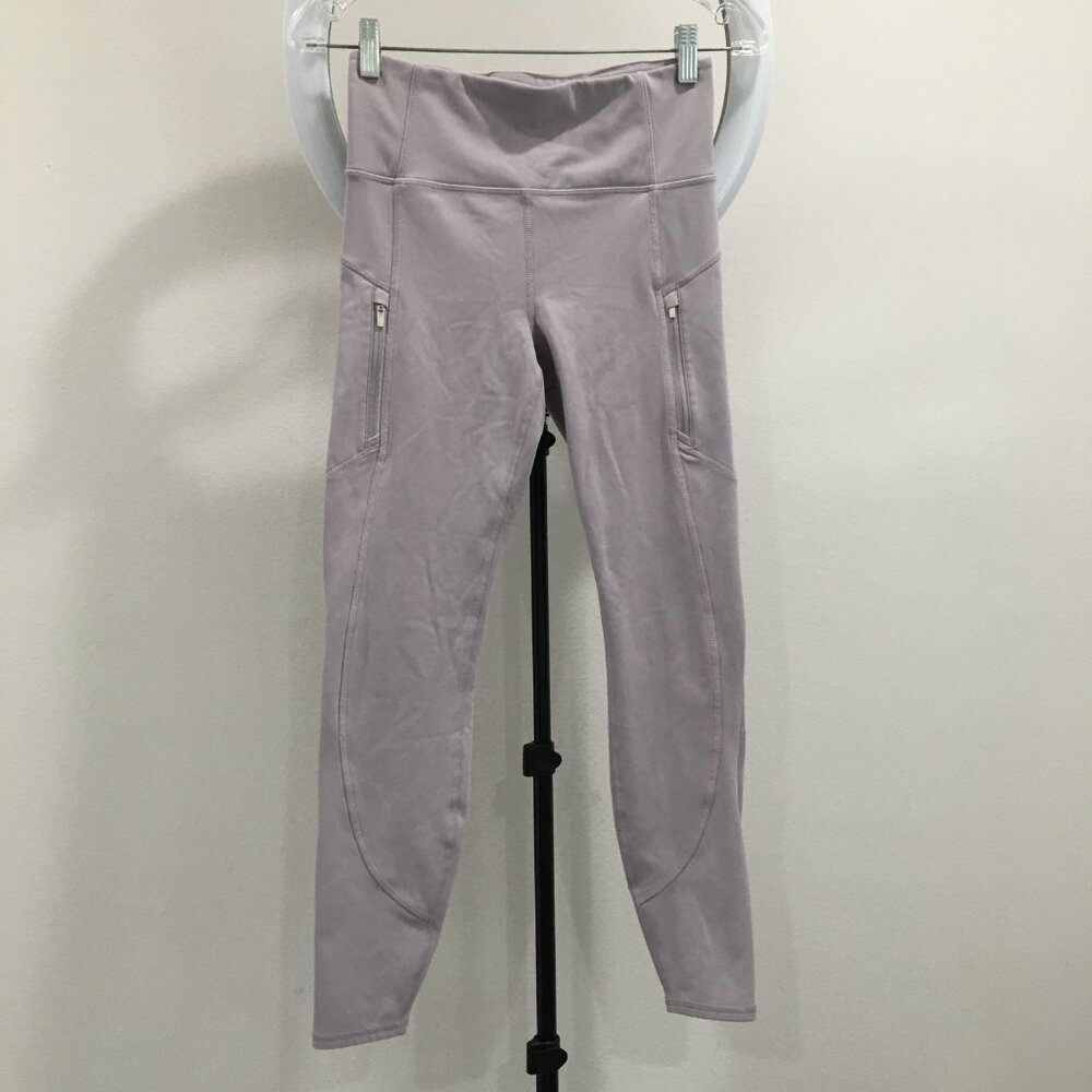 ATHLETA Light Purple/Gray Zip Pockets Activewear Pull On Rainier Tight Leggings